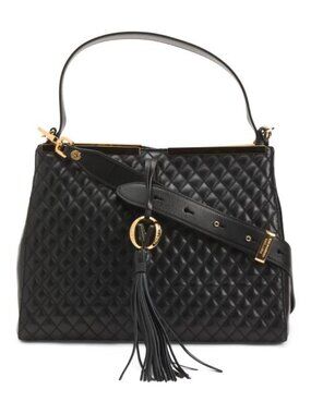 VALENTINO ORLANDI Made In Italy Leather Gold Bar Top Satchel